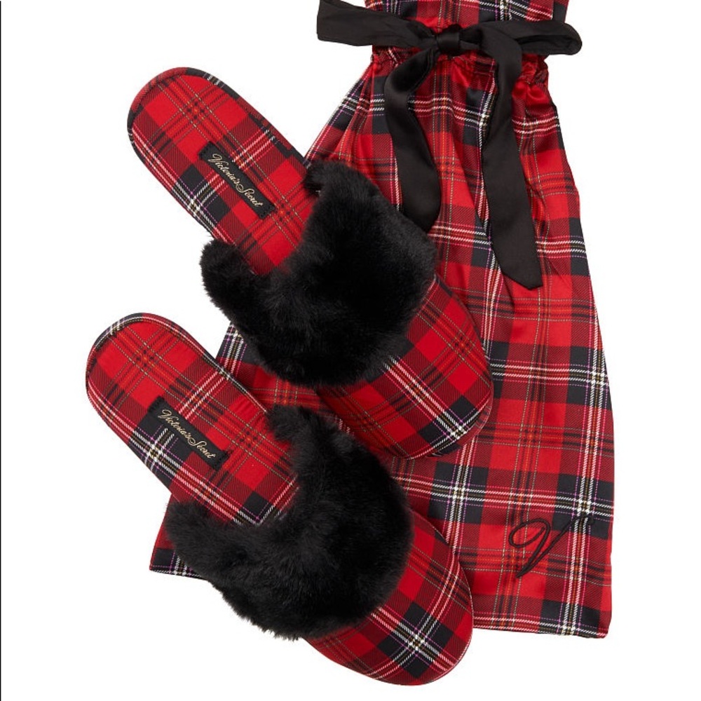 Victoria’s Secret Red Plaid Satin Slipper